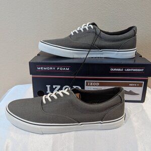 New Izod Men's Lace-Up Casual Canvas Shoes Gray 11